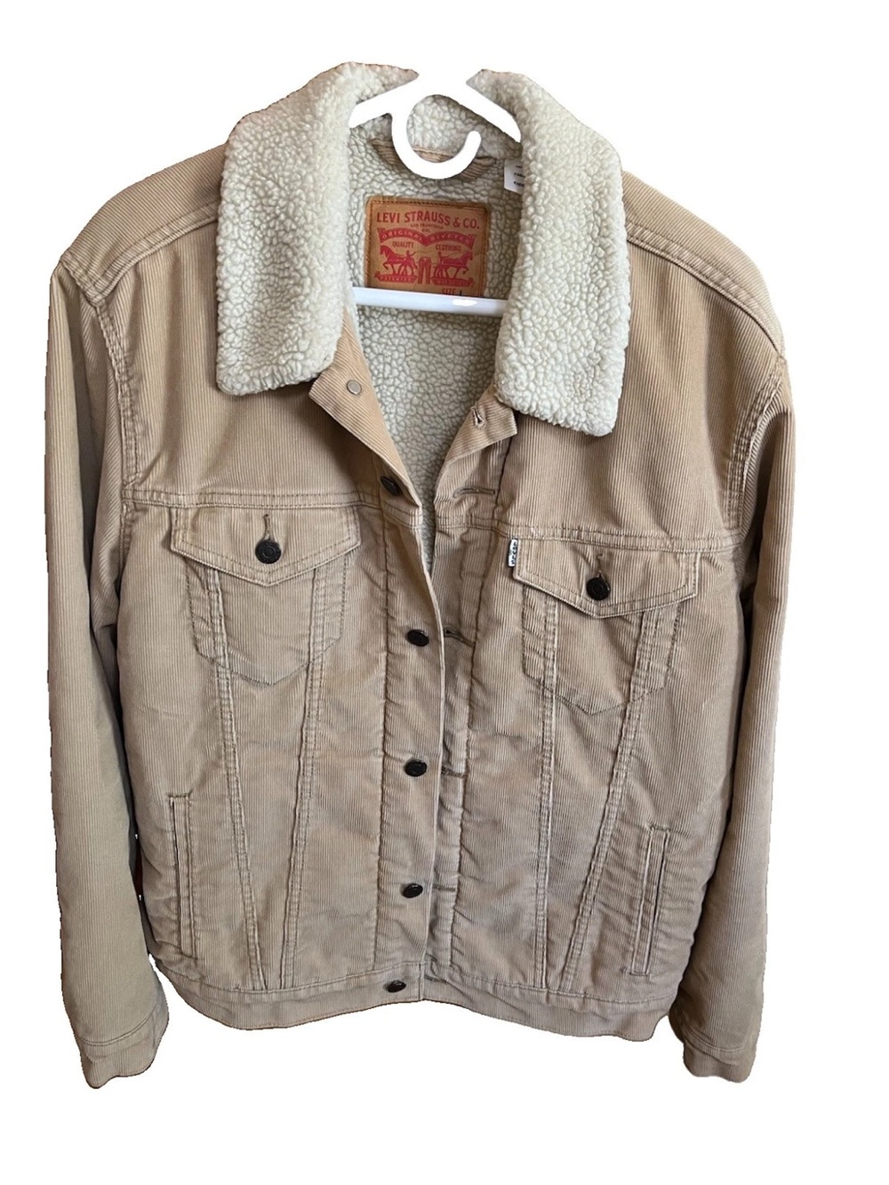 Levi’s 70598-0021 Men’s L Tan Corduroy Sherpa Trucker Jacket Plush Lined